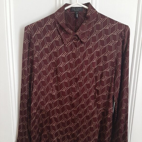Rag & Bone Brown Silk Blouse - Picture 1 of 4